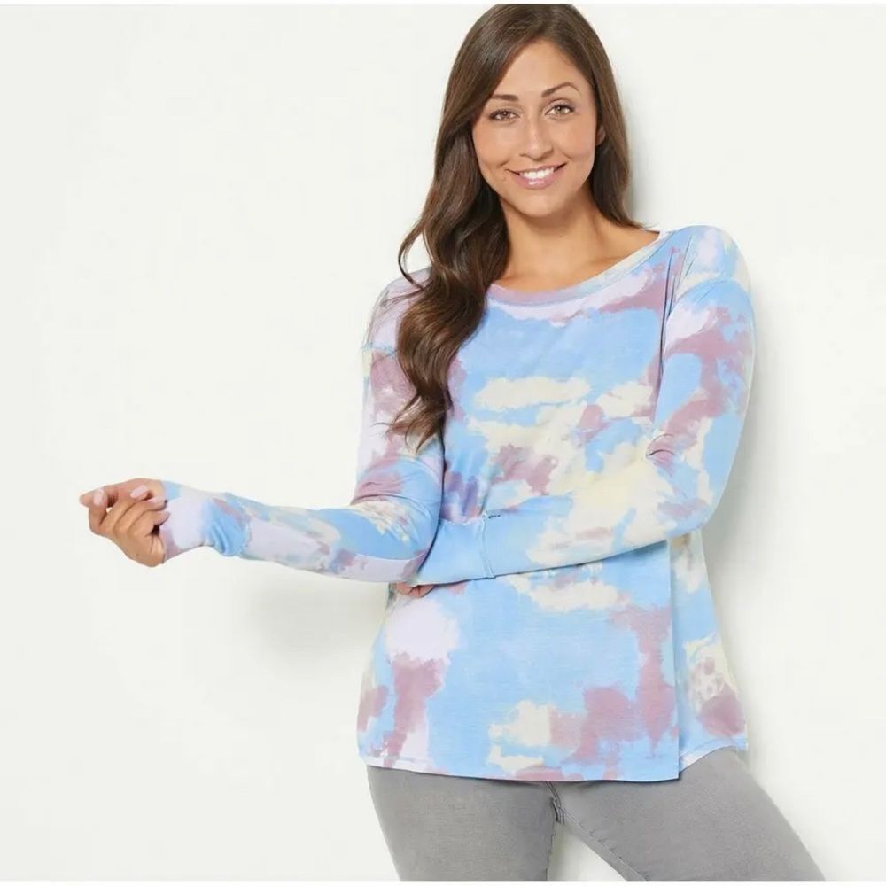 Seed to Style Organic Cotton Watercolor Print Long Sleeve Top